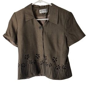 Kasper Vintage 90s Petite Dressy Brown Career Jacket Top 6P Academia‎ Whimsigoth